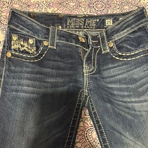 Miss Me Blue Boot Cut Jeans with Decorative Stitching